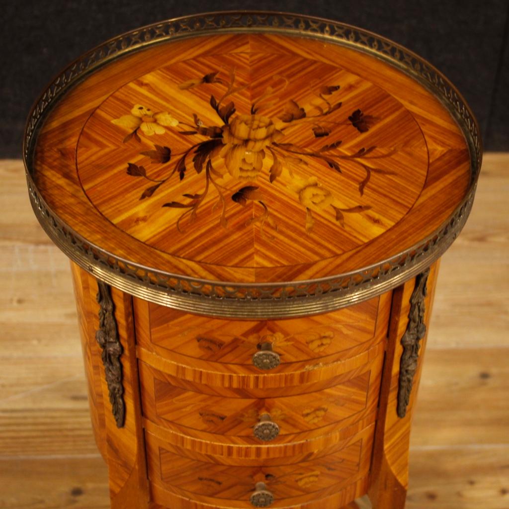 Inlay 20th Century Inlaid Wood French Side Table, 1970