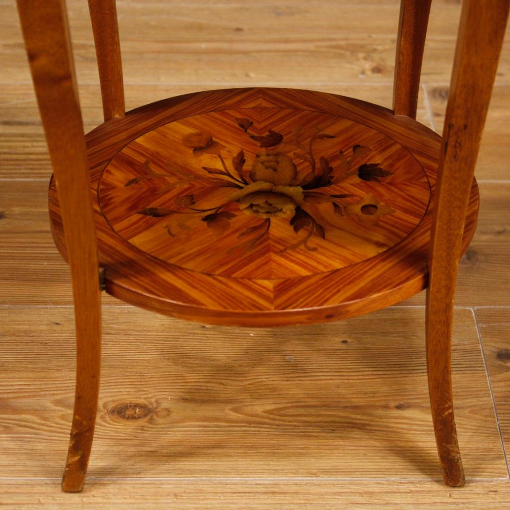 20th Century Inlaid Wood French Side Table, 1970 In Good Condition In Vicoforte, Piedmont