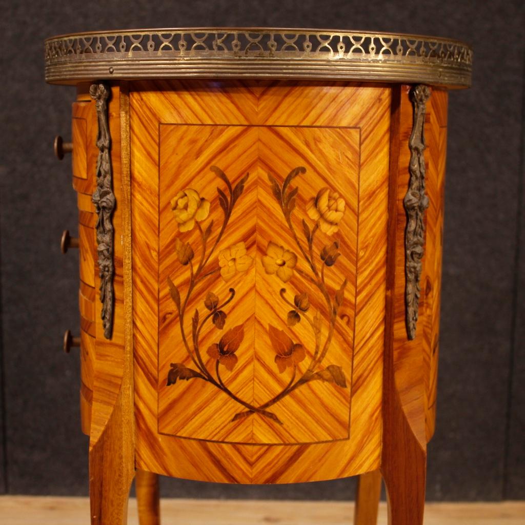 20th Century Inlaid Wood French Side Table, 1970 3