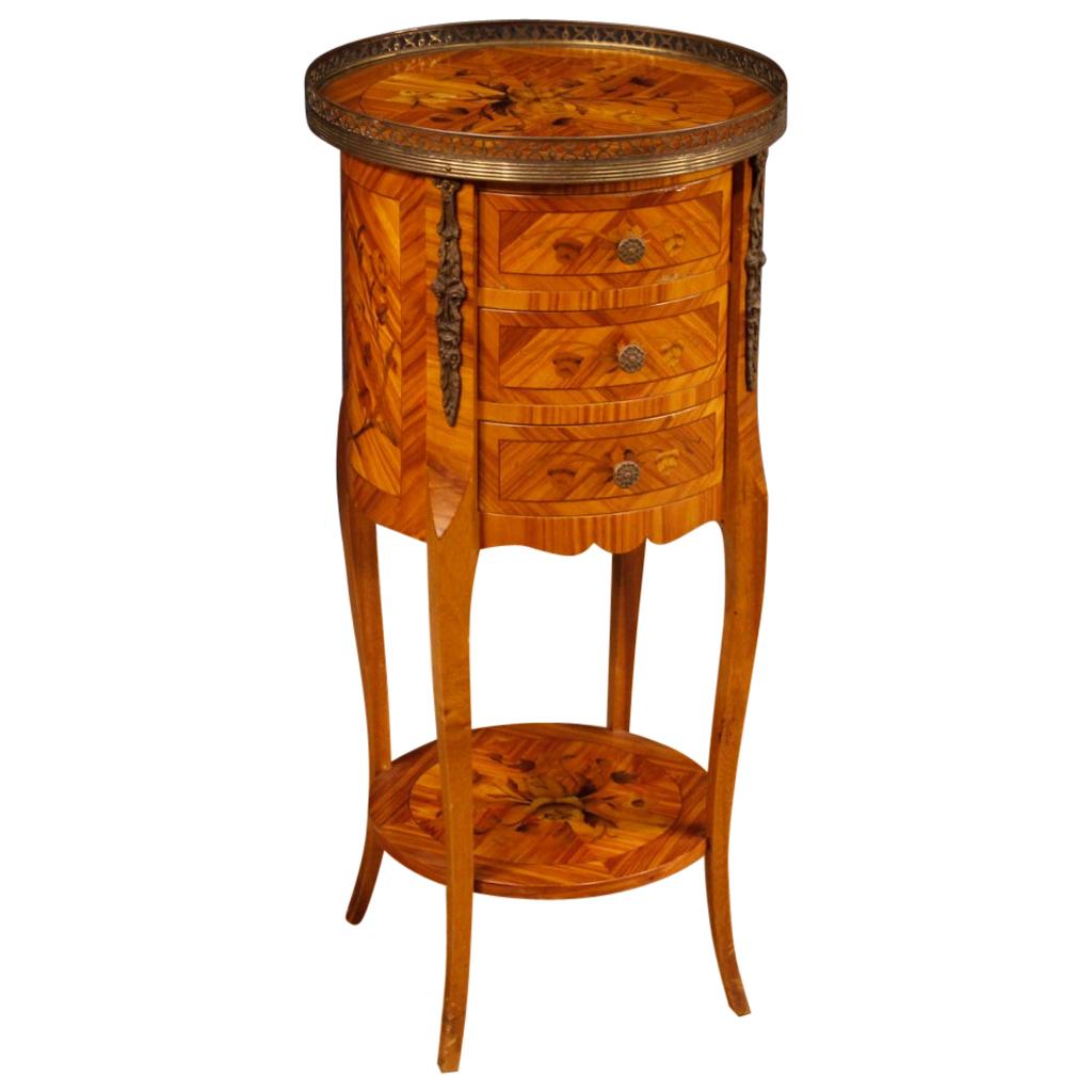 20th Century Inlaid Wood French Side Table, 1970