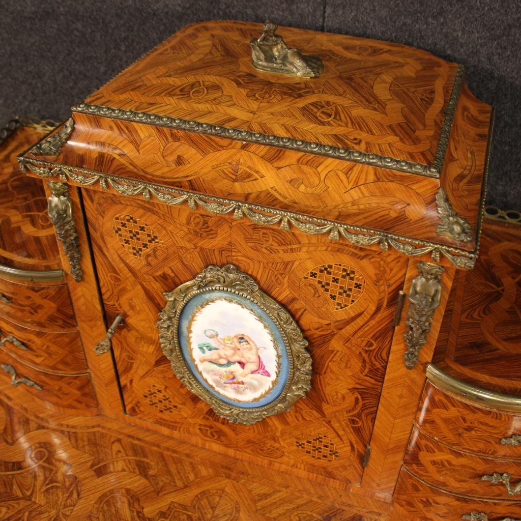 20th Century Inlaid Wood French Writing Desk, 1950 1