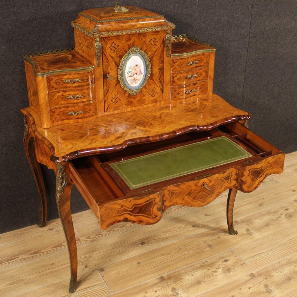20th Century Inlaid Wood French Writing Desk, 1950 2