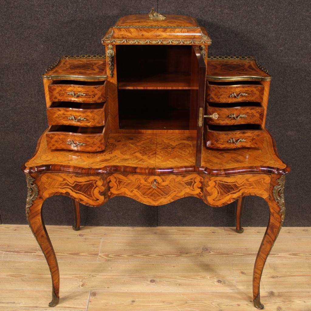 20th Century Inlaid Wood French Writing Desk, 1950 4