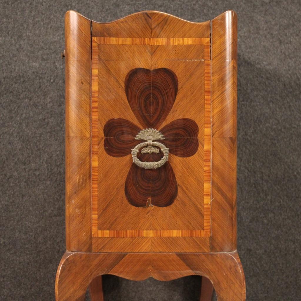 20th Century Inlaid Wood Genoese Four-leaf Clover Bedside Table, 1960 For Sale 5