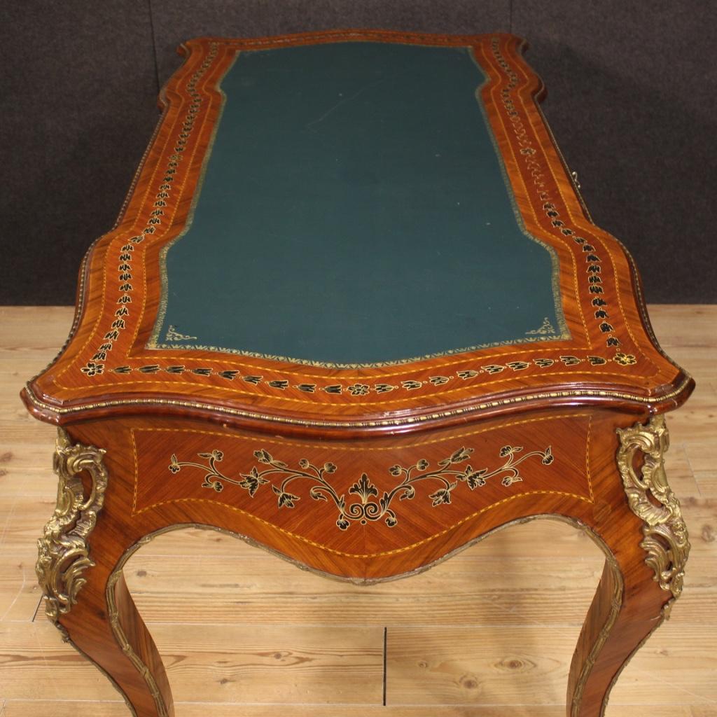 20th Century Inlaid Wood Gold Bronze Italian Writing Desk Napoleon III Style in vendita 3