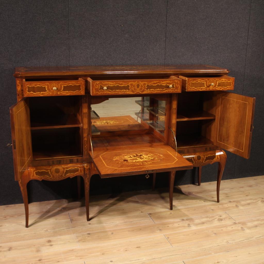 mueble bar italiano con incrustaciones de madera del siglo XX, 1950 en Bueno estado para la venta en Vicoforte, Piedmont