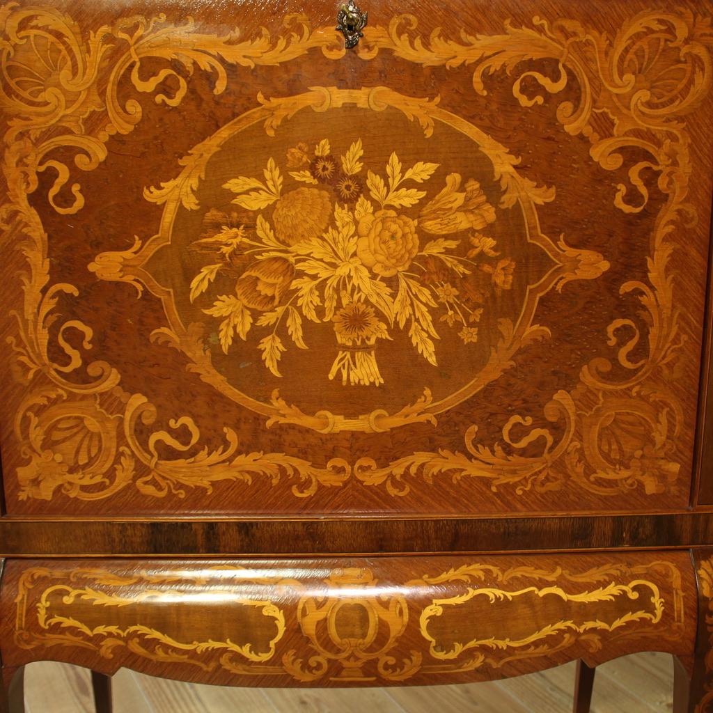 mueble bar italiano con incrustaciones de madera del siglo XX, 1950 en venta 1