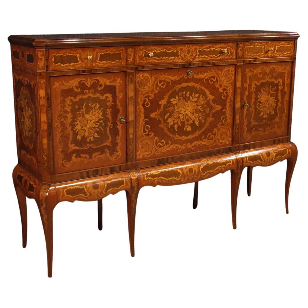 meuble de bar italien en bois marqueté du 20e siècle, 1950