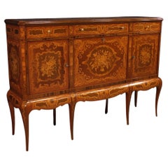 Vintage 20th Century Inlaid Wood Italian Bar Cabinet, 1950s