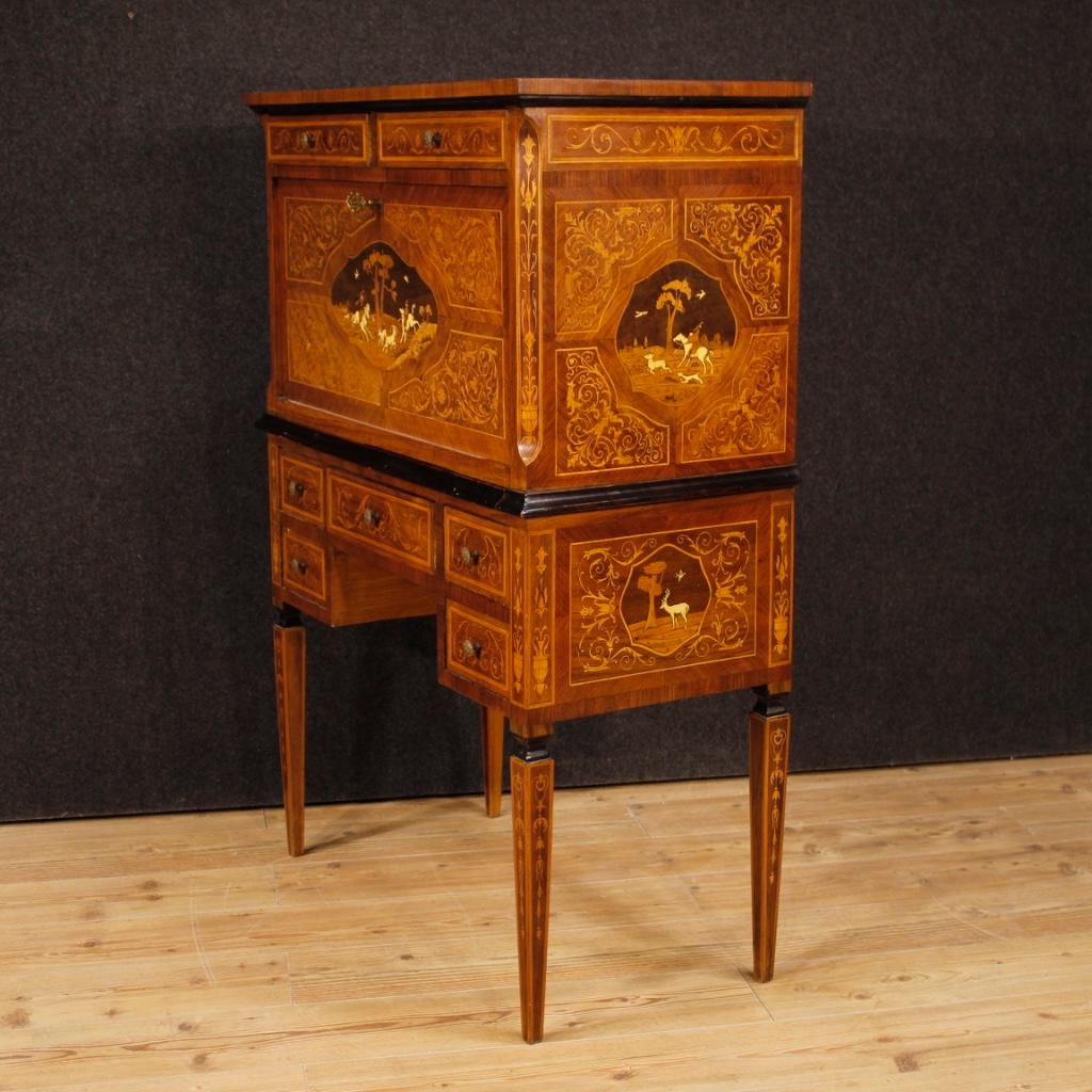 Inlay 20th Century Inlaid Wood Italian Bar Cabinet or Desk, 1960