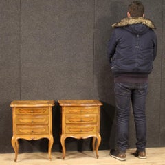 20th Century Inlaid Wood Italian Bedside Table, 1960