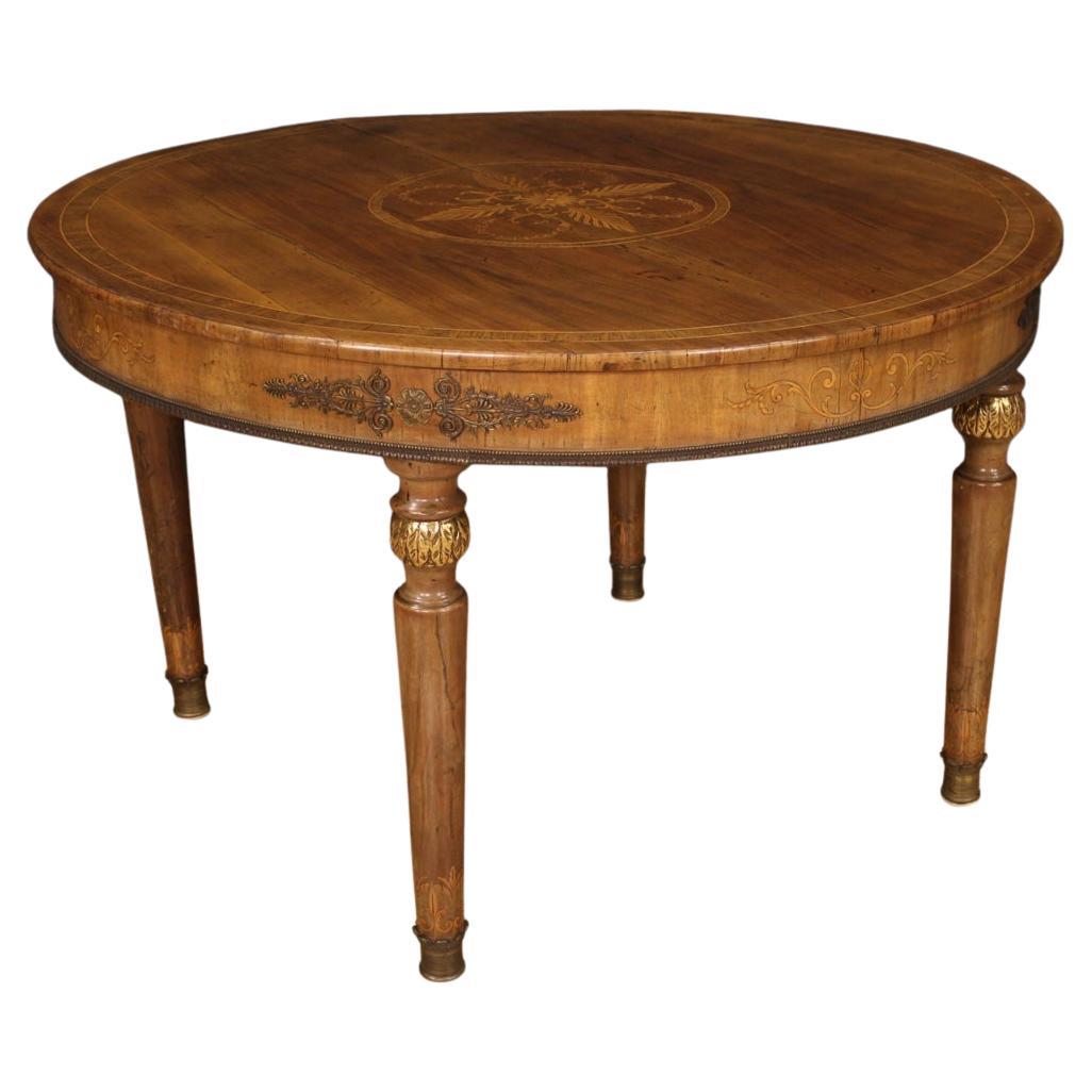 20th Century Inlaid Wood Italian Charles X Style Round Table, 1950