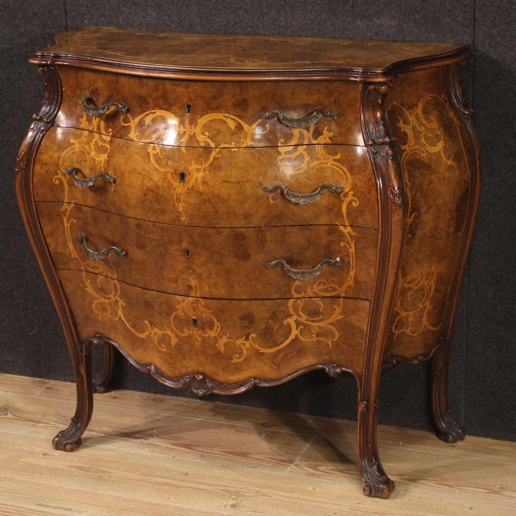 20th Century Inlaid Wood Italian Commode, 1950s For Sale 1