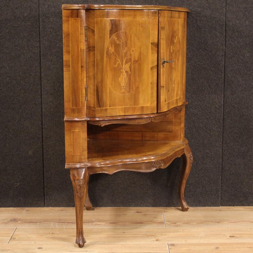 20th Century Inlaid Wood Italian Corner Cabinet, 1960 7