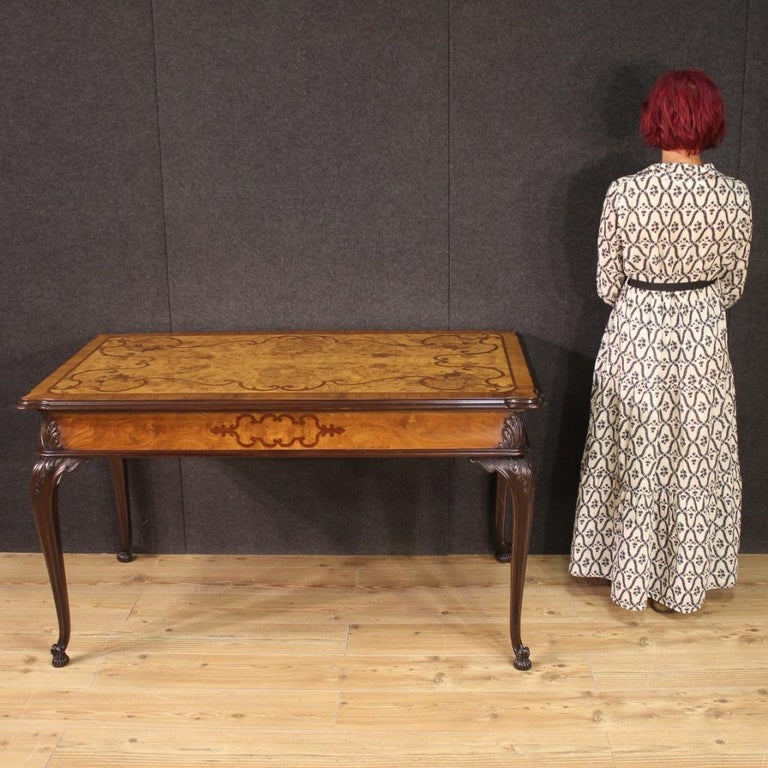 20th Century Inlaid Wood Italian Dining Table, 1950 For Sale at 1stDibs