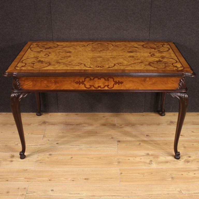 20th Century Inlaid Wood Italian Dining Table, 1950 For Sale at 1stDibs