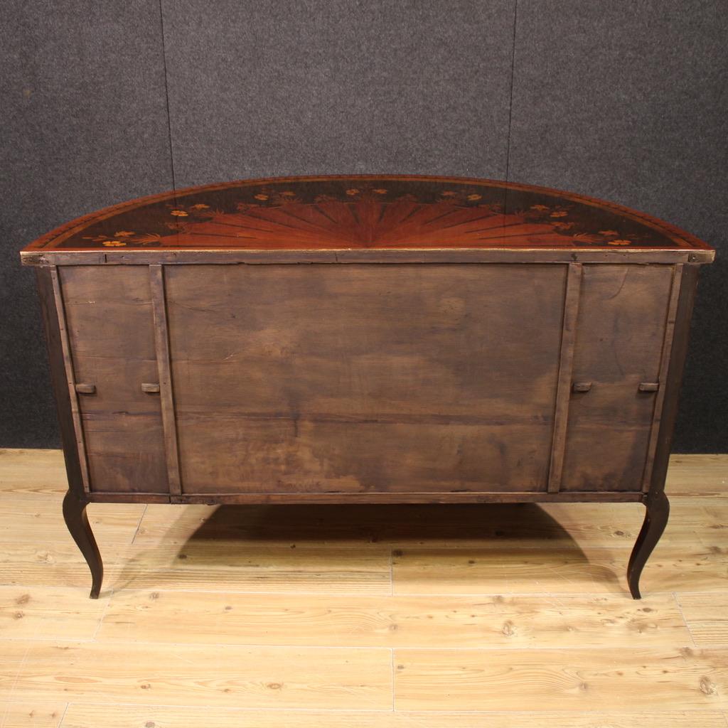 Mid-20th Century 20th Century Inlaid Wood Italian Half Moon Sideboard, 1950 in vendita
