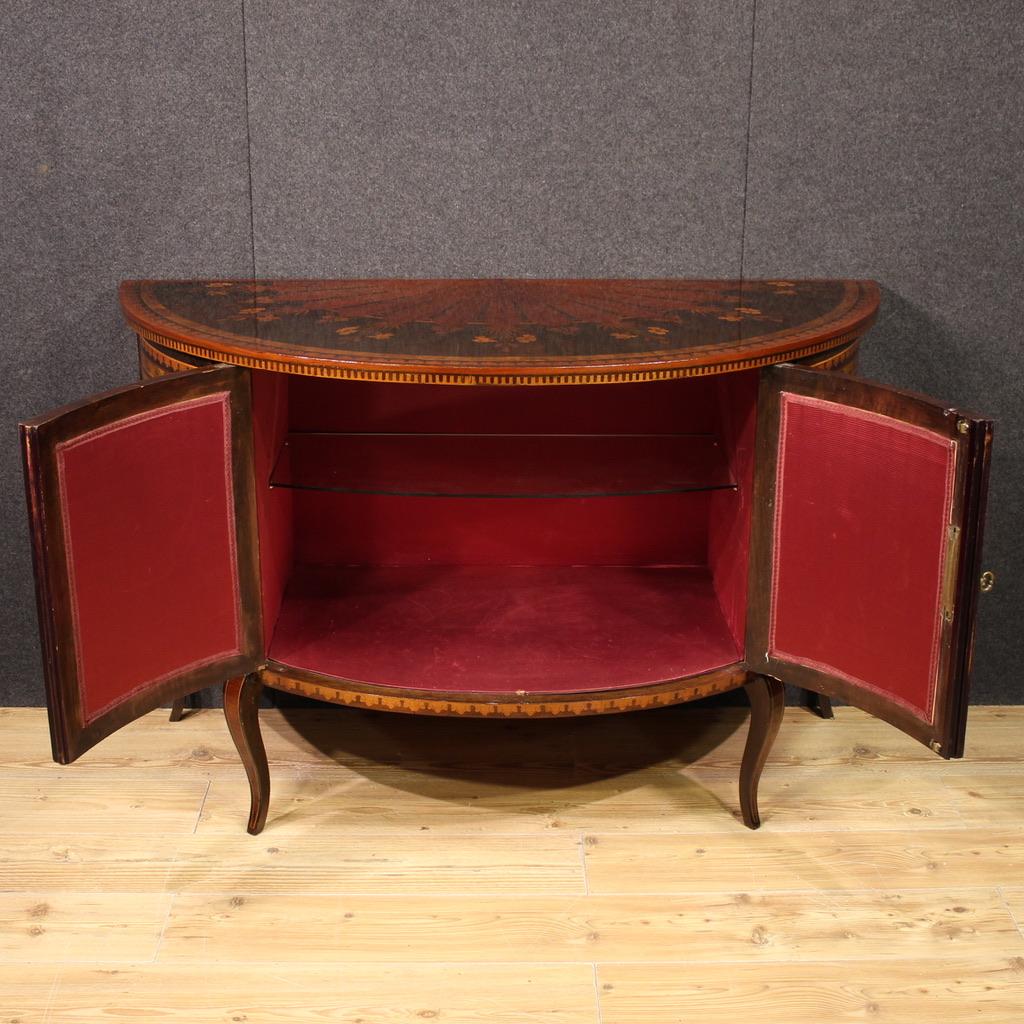 20th Century Inlaid Wood Italian Half Moon Sideboard, 1950 in vendita 3