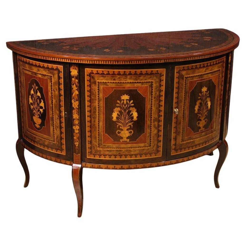 20th Century Inlaid Wood Italian Half Moon Sideboard, 1950