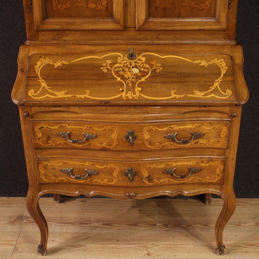 Inlay 20th Century Inlaid Wood Italian in Louis XV Style Trumeau Desk, 1960s For Sale