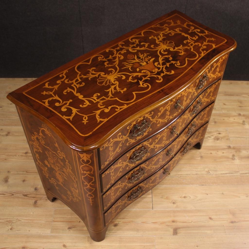 20th Century Inlaid Wood Italian Louis XIV Style Dresser, 1970 In Good Condition In Vicoforte, Piedmont
