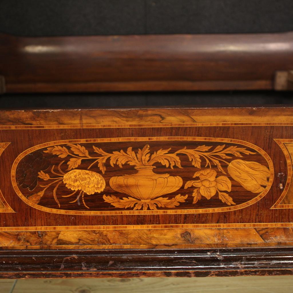 20th Century Inlaid Wood Italian Louis XV Style Double Bed Frame, 1950 en vente 2