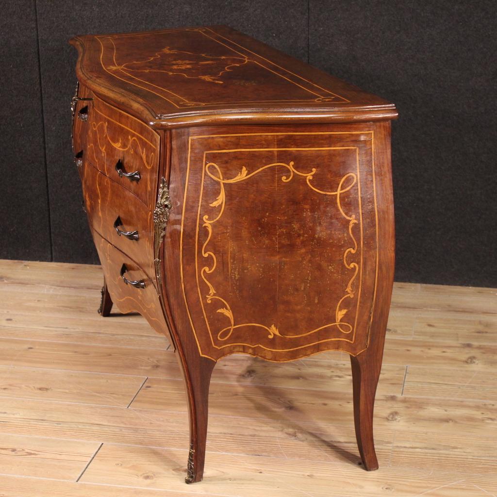 Mid-20th Century commode italienne de style Louis XV en bois marqueté du 20e siècle, 1960 en vente