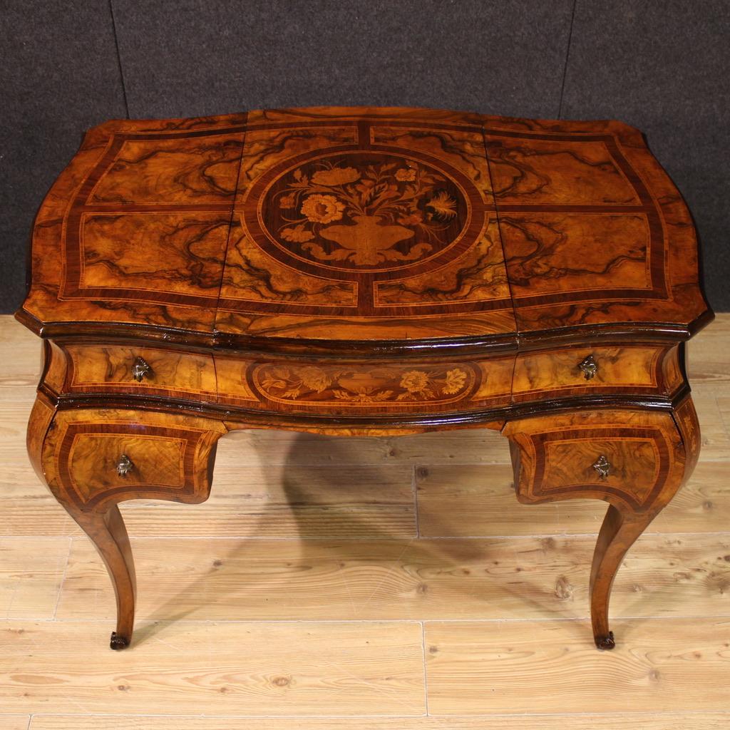 Luigi XV 20th Century Inlaid Wood Italian Louis XV Style Dressing Table, 1950 in vendita