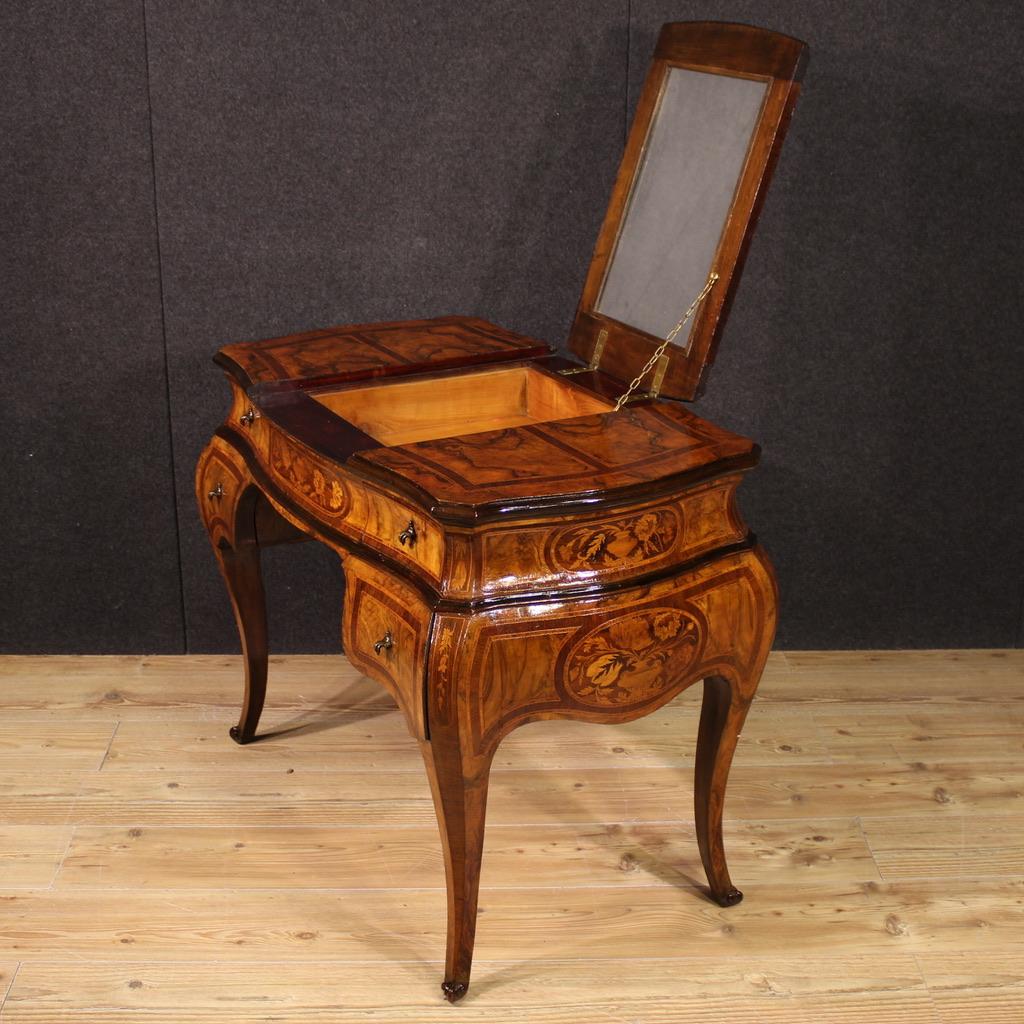 Mid-20th Century 20th Century Inlaid Wood Italian Louis XV Style Dressing Table, 1950 in vendita