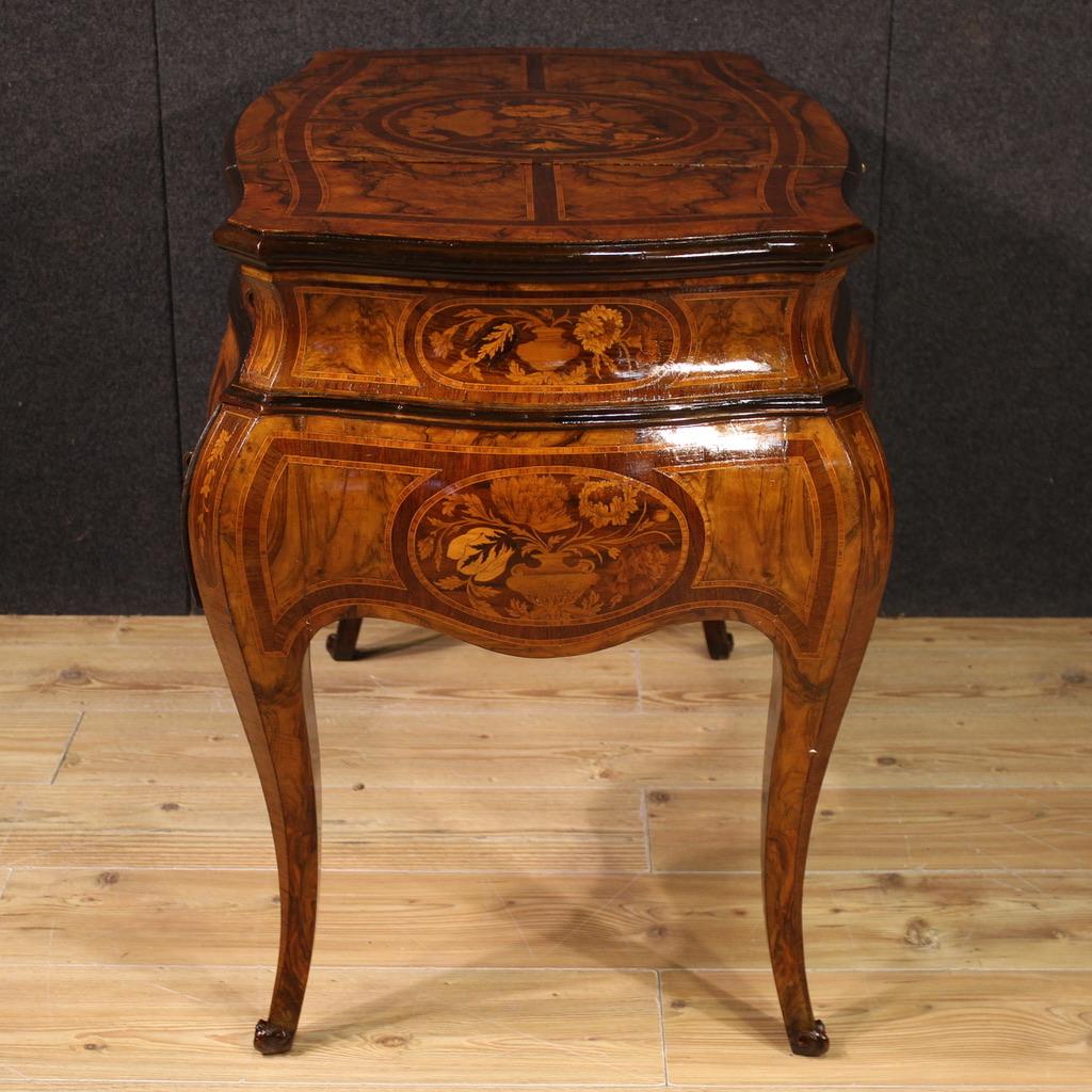 Legno 20th Century Inlaid Wood Italian Louis XV Style Dressing Table, 1950 in vendita