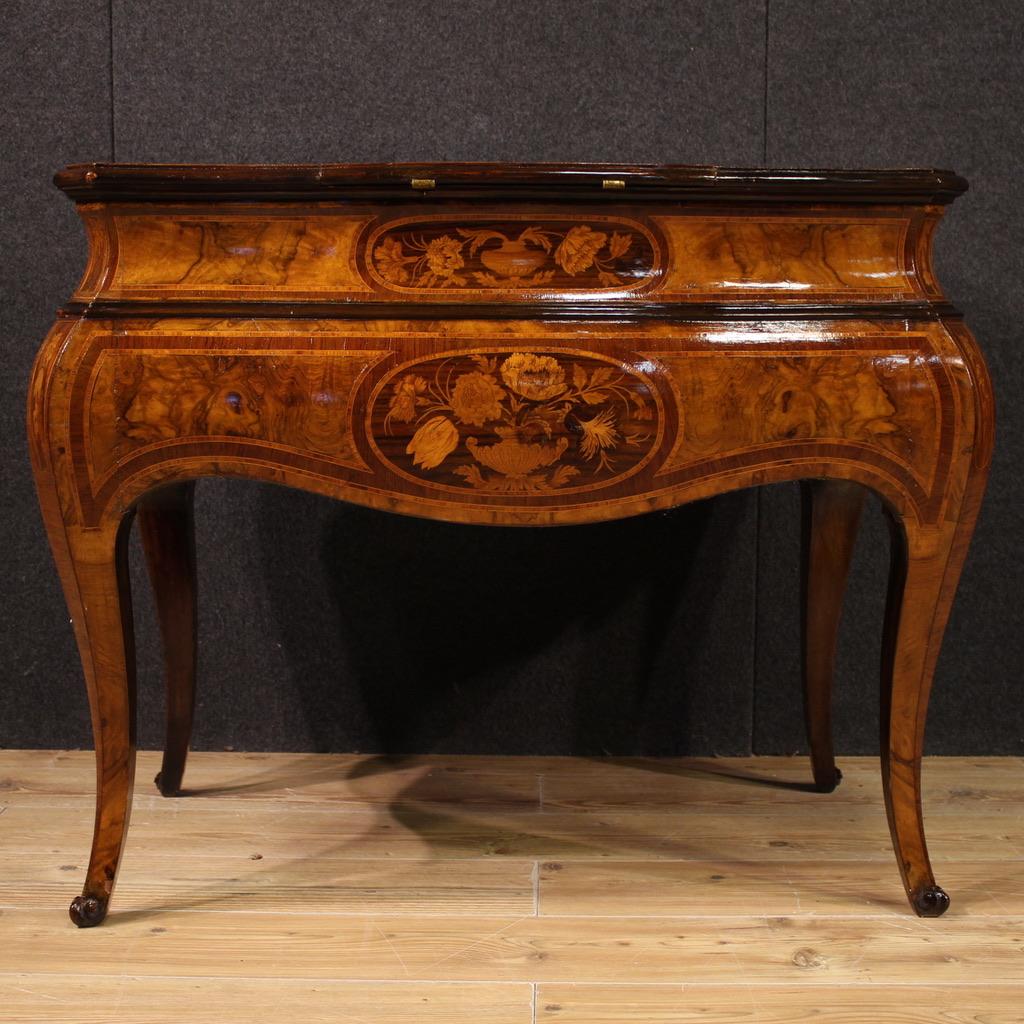 20th Century Inlaid Wood Italian Louis XV Style Dressing Table, 1950 in vendita 1