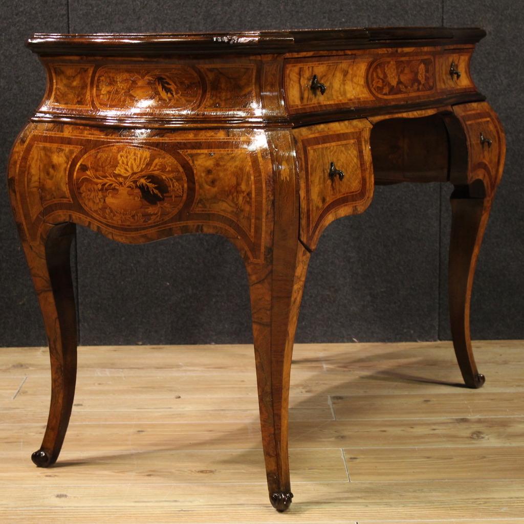 20th Century Inlaid Wood Italian Louis XV Style Dressing Table, 1950 in vendita 2