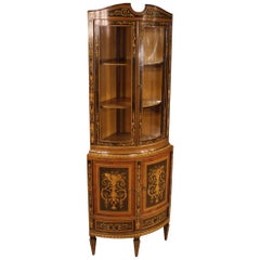 20th Century Inlaid Wood Italian Louis XVI Corner Cabinet, 1960