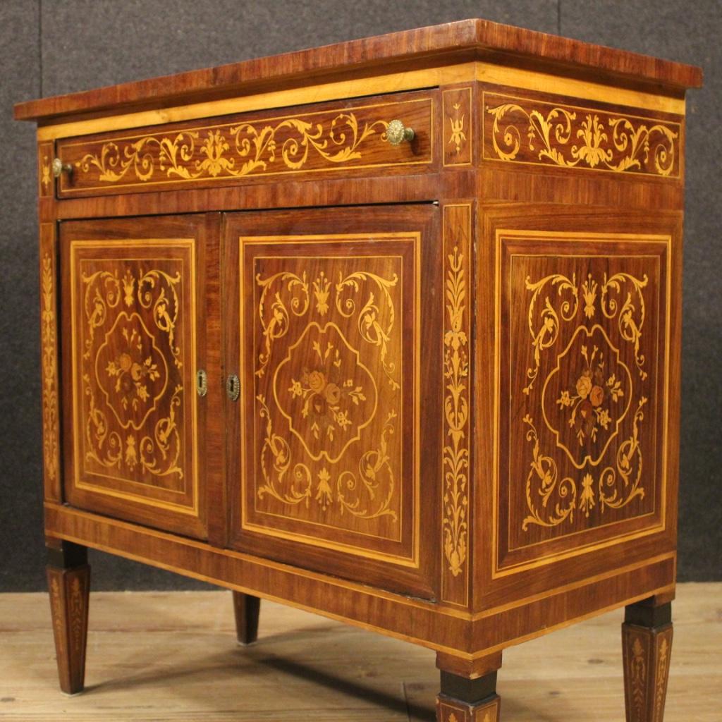 20th Century Inlaid Wood Italian Louis XVI Sideboard, 1960 In Good Condition In Vicoforte, Piedmont