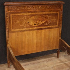 20th Century Inlaid Wood Italian Louis XVI Single Bed, 1950