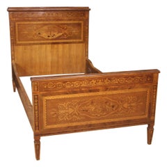 20th Century Inlaid Wood Italian Louis XVI Single Bed, 1950