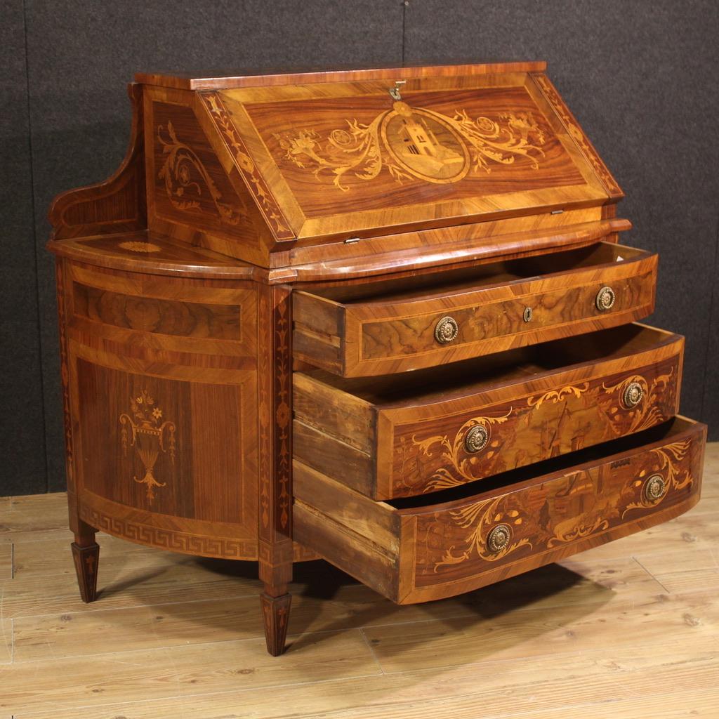 20th Century Inlaid Wood Italian Louis XVI Style Bureau Desk, 1950 7