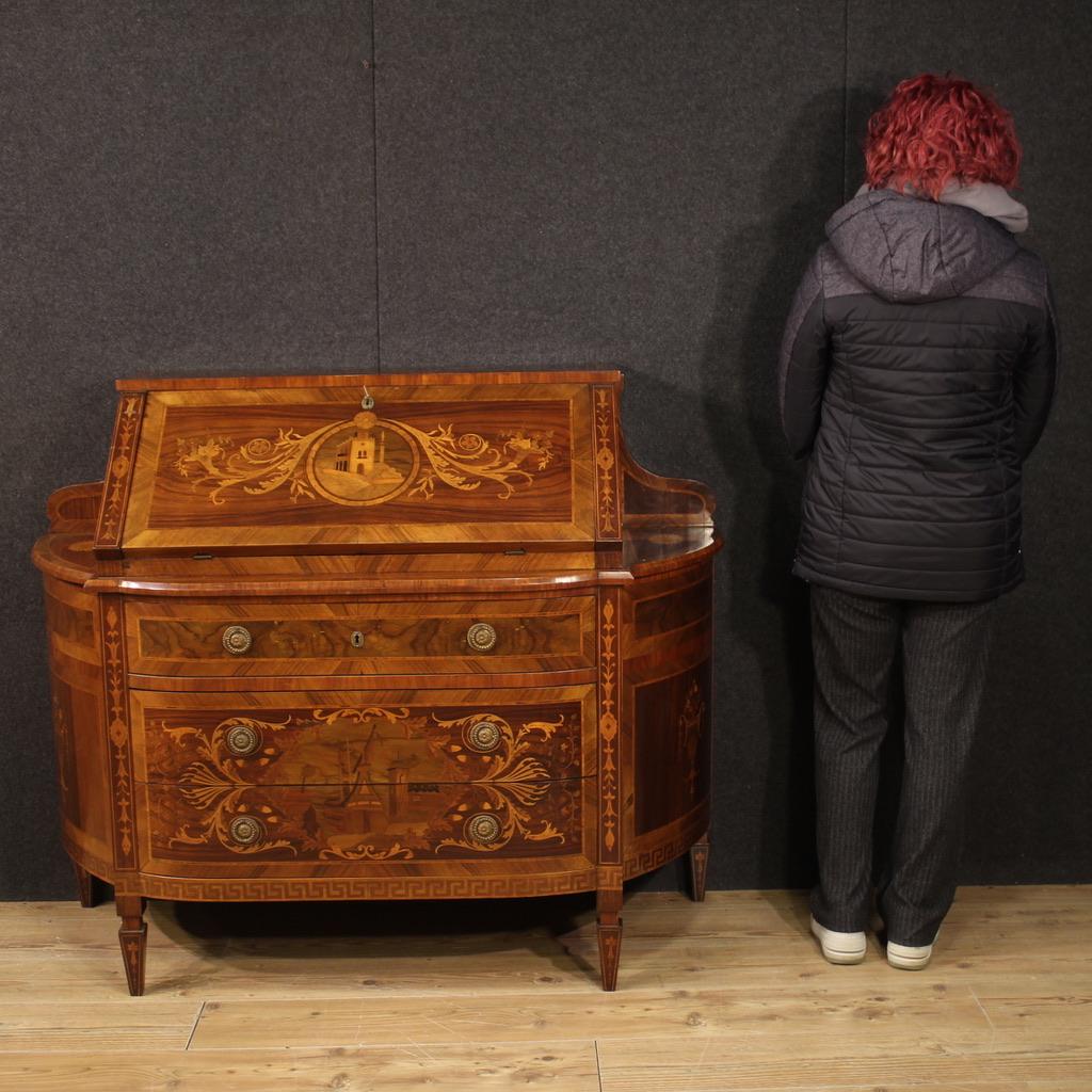 20th Century Inlaid Wood Italian Louis XVI Style Bureau Desk, 1950 9