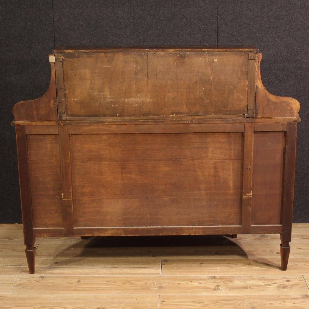 20th Century Inlaid Wood Italian Louis XVI Style Bureau Desk, 1950 In Good Condition In Vicoforte, Piedmont