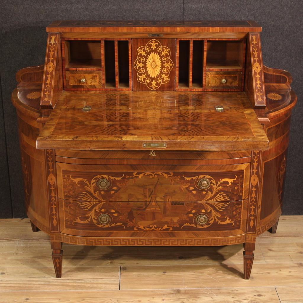 20th Century Inlaid Wood Italian Louis XVI Style Bureau Desk, 1950 5