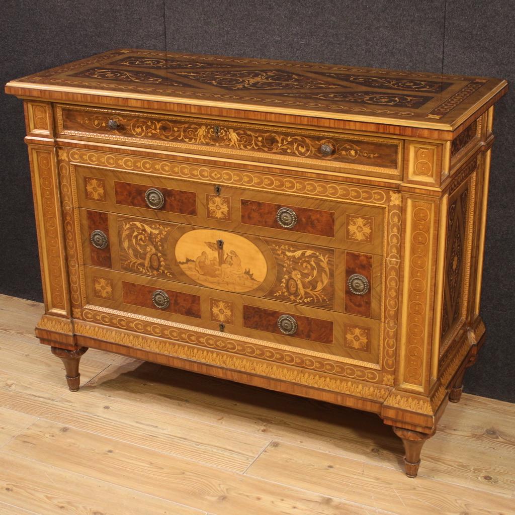 20th Century Inlaid Wood Italian Louis XVI Style Chest Of Drawers, 1960s For Sale 6