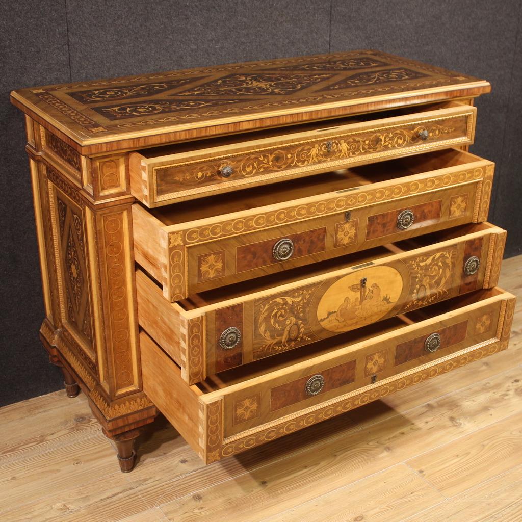 20th Century Inlaid Wood Italian Louis XVI Style Chest Of Drawers, 1960s For Sale 2