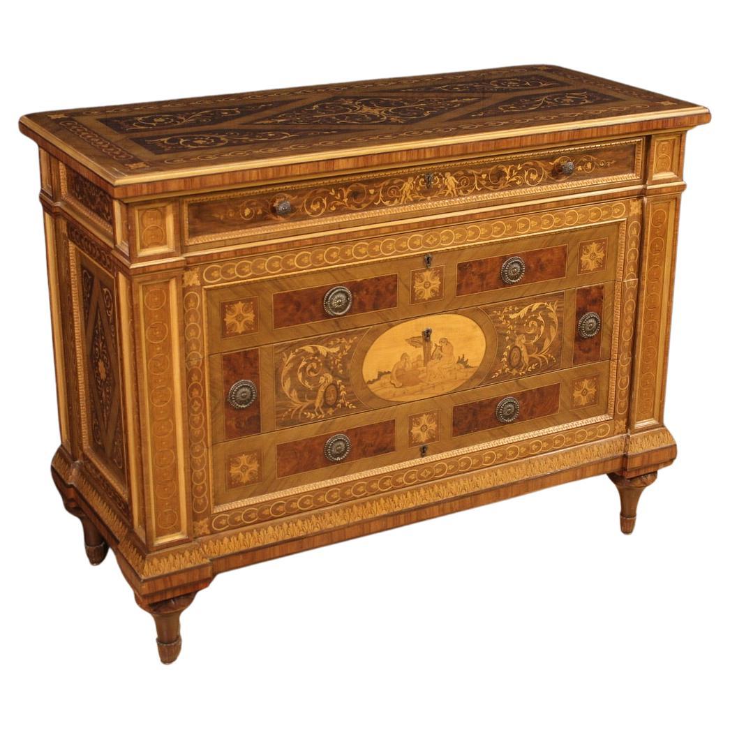 20th Century Inlaid Wood Italian Louis XVI Style Chest Of Drawers, 1960s For Sale