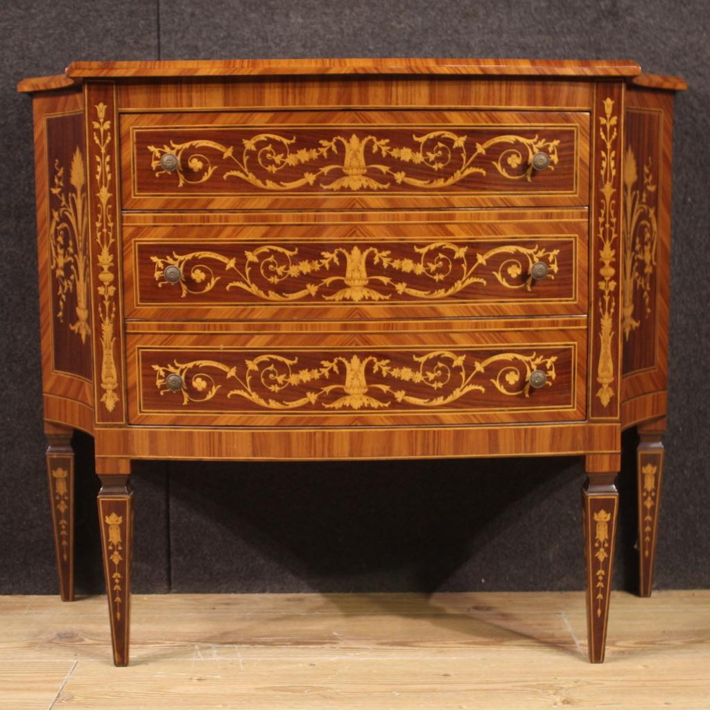 20th Century Inlaid Wood Italian Louis XVI Style Commode, 1960 In Good Condition In Vicoforte, Piedmont
