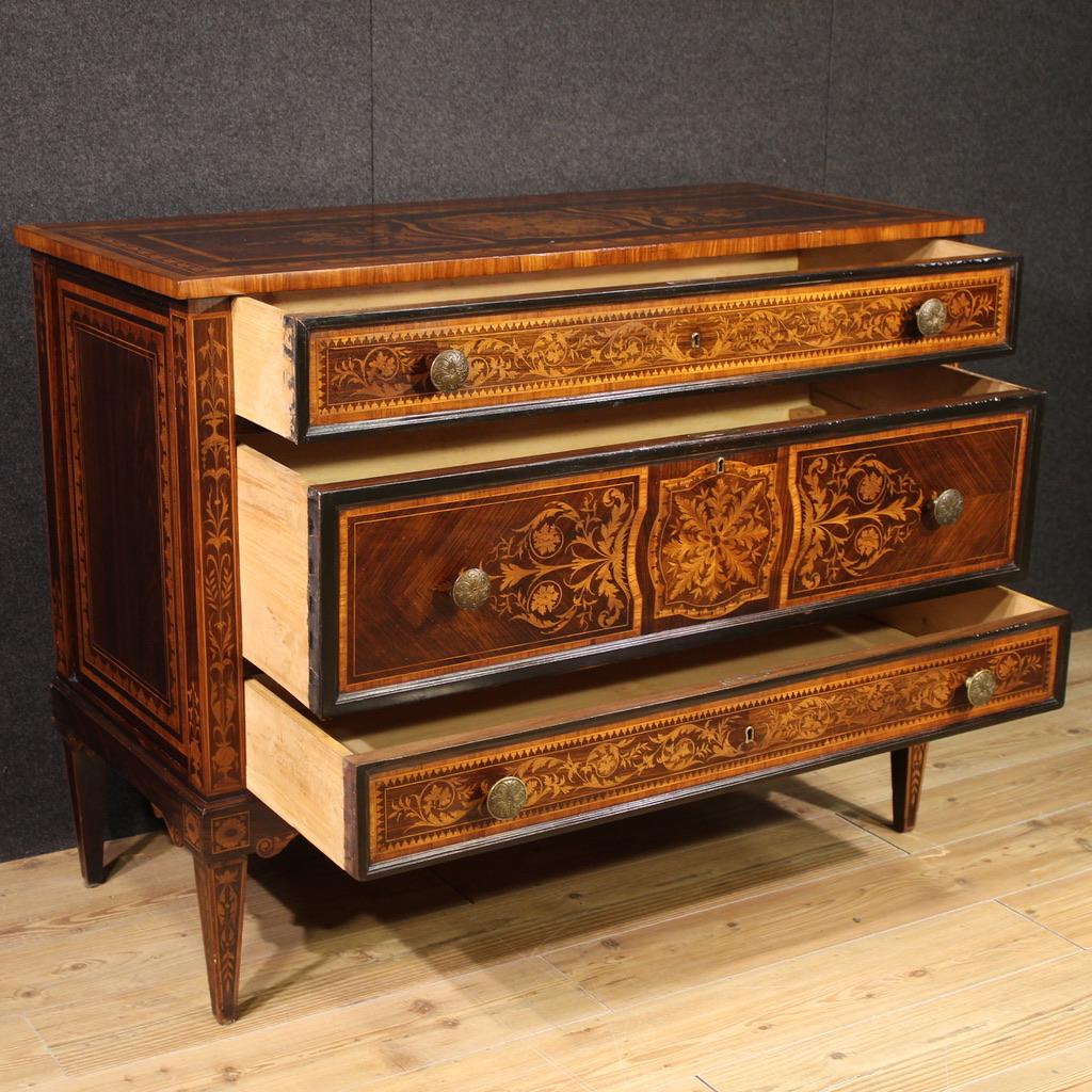 Italiano 20th Century Inlaid Wood Italian Louis XVI Style Commode, 1960 in vendita