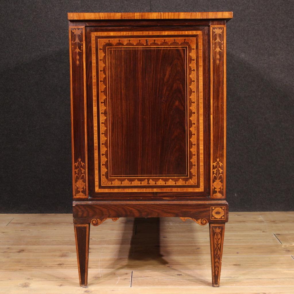 Metà XX secolo 20th Century Inlaid Wood Italian Louis XVI Style Commode, 1960 in vendita