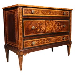 cómoda italiana del siglo XX estilo Luis XVI en madera taraceada, 1960
