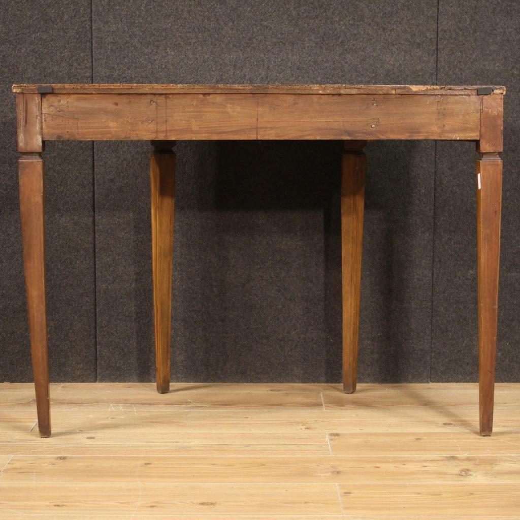 20th Century Inlaid Wood Italian Louis XVI Style Demilune Console Table, 1950 7