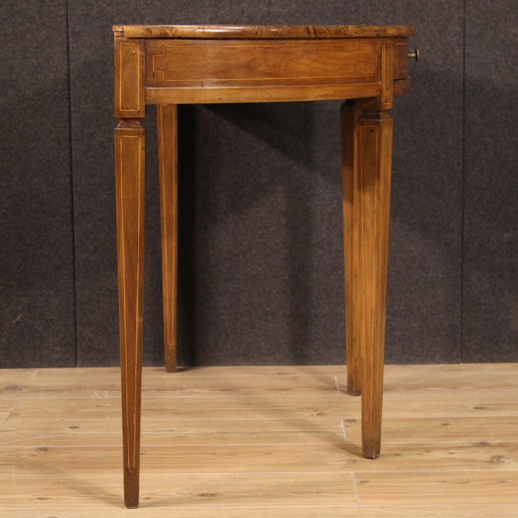 20th Century Inlaid Wood Italian Louis XVI Style Demilune Console Table, 1950 6