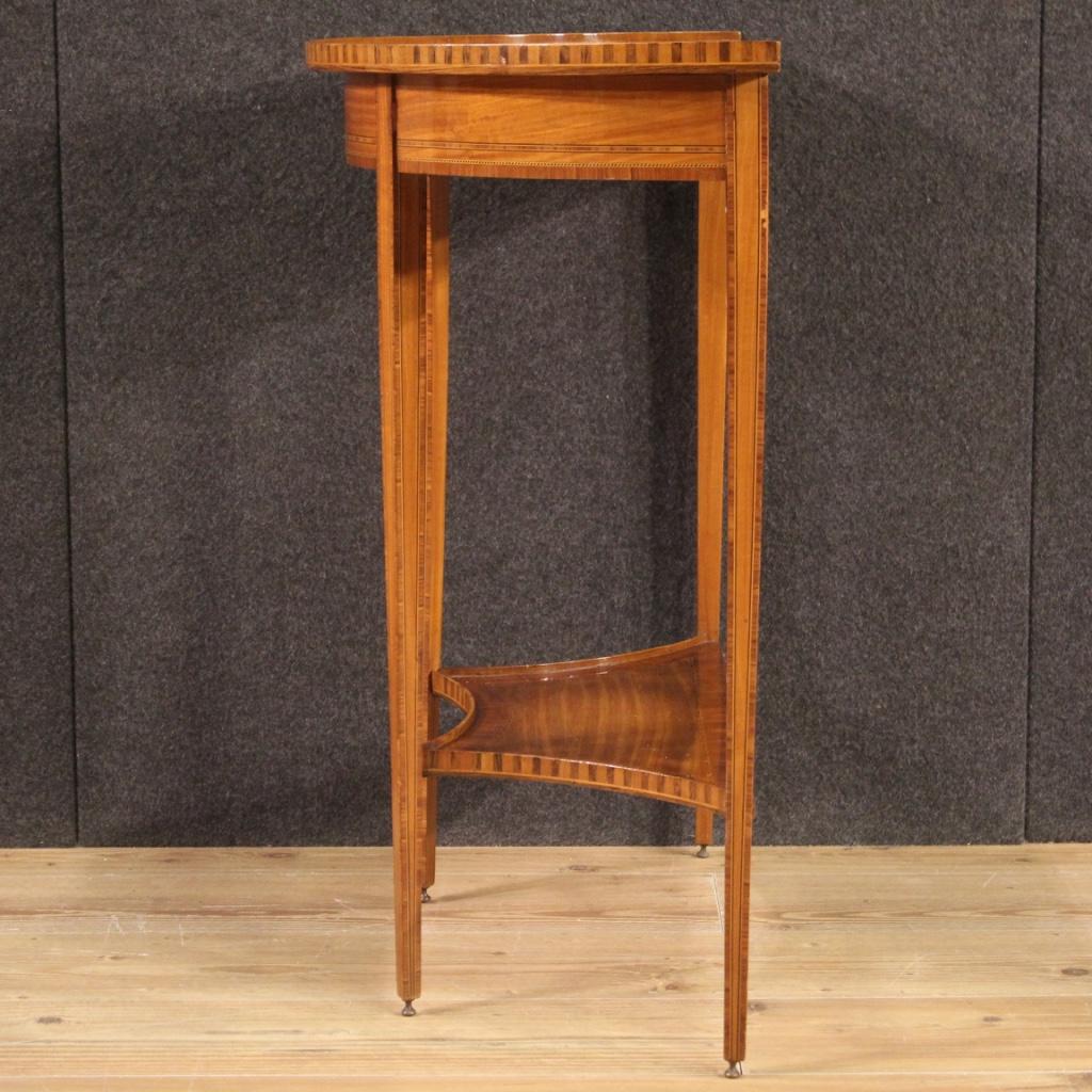 20th Century Inlaid Wood Italian Louis XVI Style Demilune Console Table, 1960 7